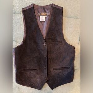 Don't Stop Classics Vintage Black Leather/Suede Vest, Snap Close, Size: M (5308)